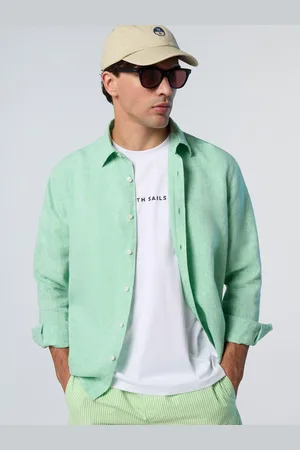 North Sails Camicia in lino con logo ricamato