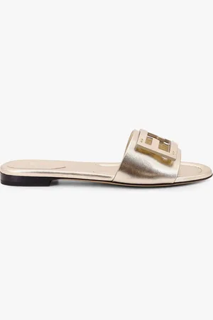 Fendi Sandali in pelle laminata con logo frontale - - gender_Woman