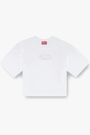 Diesel T-shirt in cotone con logo oval-d frontale - - gender_Woman