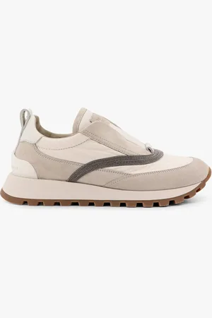 Brunello Cucinelli Sneakers low-top in suede e nylon con dettagli monile - - gender_Woman
