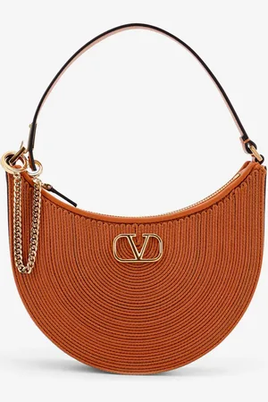 VALENTINO GARAVANI Mini hobo vlogo signature in pelle e rafia con tracolla in pelle e metallo - - gender_Woman