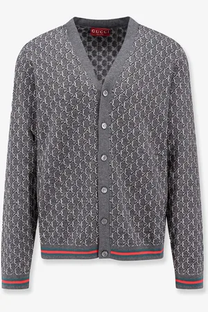 Gucci Cardigan in lana e seta con motivo gg - - gender_Man