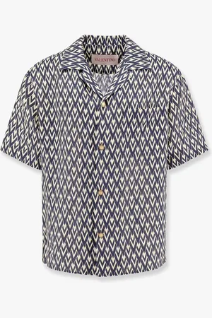 VALENTINO Camicia in lino con stampa toute la v all-over - - gender_Man