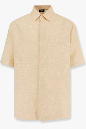 Fendi Camicia jacquard in lino e cotone con ricamo ff all-over - - gender_Man