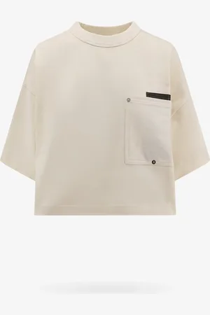 Bottega Veneta T-shirt crop fit in japanese jersey - - gender_Woman
