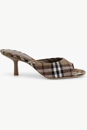 Burberry Mews mule in traditional check misto lino - - gender_Woman