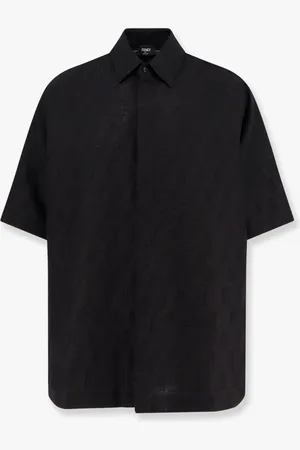 Fendi Camicia jacquard in lino e cotone con ricamo ff all-over - - gender_Man
