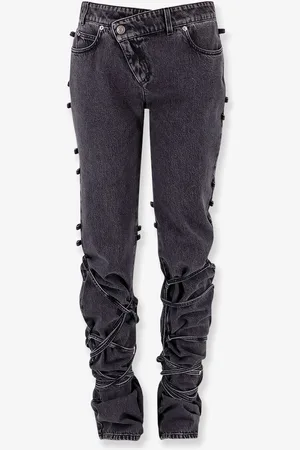 Alexander McQueen Pantalone in black denim con dettagli da annodare - - gender_Woman