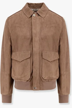 Brunello Cucinelli Giubbino in suede con fodera a righe in cupro - - gender_Man