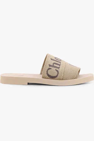 Chloé Sandali woody in lino con ricamo chloé - - gender_Woman