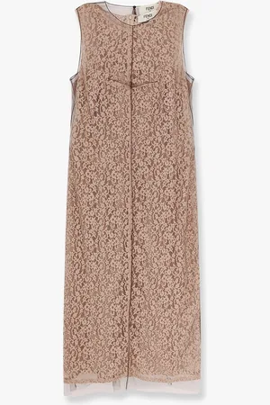 Fendi Abito midi in pizzo floreale rosa e tulle - - gender_Woman