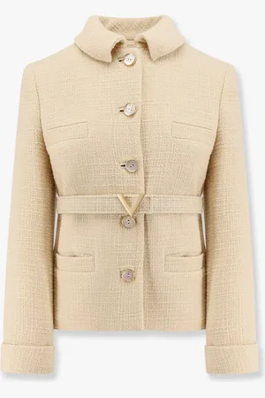 VALENTINO Giacca in lana con cintura in pelle e fibbia v gold - - gender_Woman