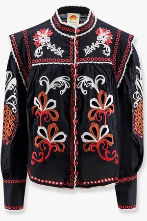 Farm Rio Camicia cashew mandala richilieu in cotone black con canotta in cotone - - gender_Woman