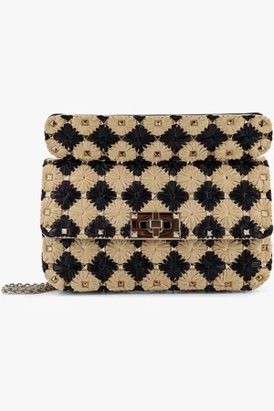 VALENTINO GARAVANI Borsa a tracolla rockstud in rafia ricamata - - gender_Woman