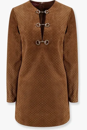 Gucci Vestito corto in suede con logo gg all-over - - gender_Woman