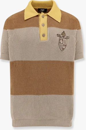 Fendi Maglia polo in cotone a righe con stemma club - - gender_Man