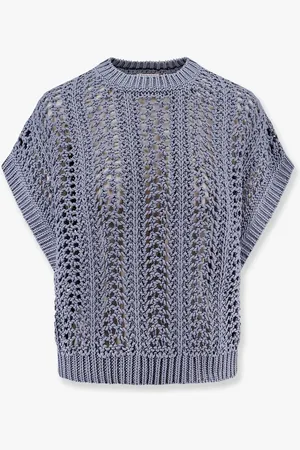 Brunello Cucinelli Maglia ribbed net in cotone - - gender_Woman