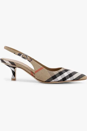 Burberry Décolleté slingback Birdie check in misto cotone con filato metallizzato - - gender_Woman