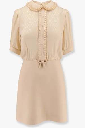 VALENTINO Abito corto in crepe couture con top in silk jaquard toute la v dettagliato da ruches - - gender_Woman