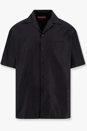 Gucci Camicia in cotone e seta con logo gg allover - - gender_Man