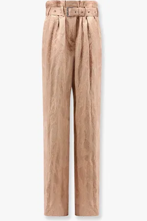 DRIES VAN NOTEN Pantalone damascato in lino e viscosa con cintura - - gender_Woman