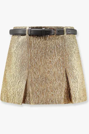 Self-Portrait Shorts/gonna in tessuto metallic gold - - gender_Woman
