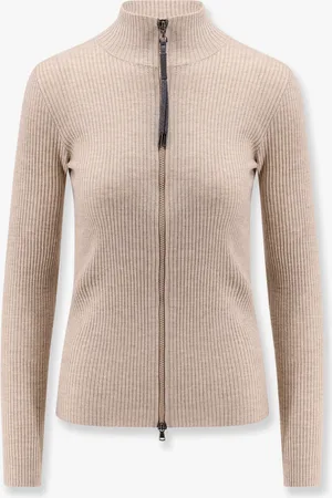 Brunello Cucinelli Cardigan in cashmere e seta Sparkling a coste con dettaglio Monile - - gender_Woman