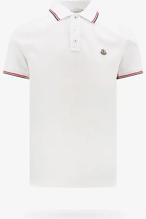 Moncler Maglia polo in cotone con patch logo frontale - - gender_Man
