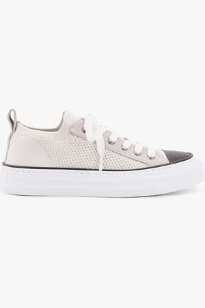 Brunello Cucinelli Sneakers in maglia di cotone e camoscio con Precious Toe - - gender_Woman