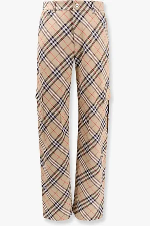 Burberry Pantalone cargo in lino e cotone con motivo check - - gender_Man