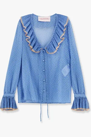VALENTINO Camicia in seta a pois con profili in pizzo - - gender_Woman