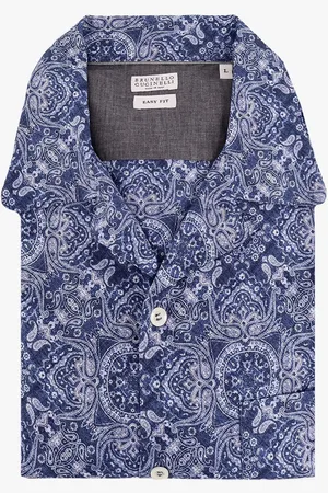 Brunello Cucinelli Camicia in cotone easy fit con stampa all-over - - gender_Man