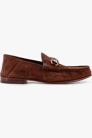 Gucci Mocassini in suede con motivo GG all-over e iconico morsetto - - gender_Man