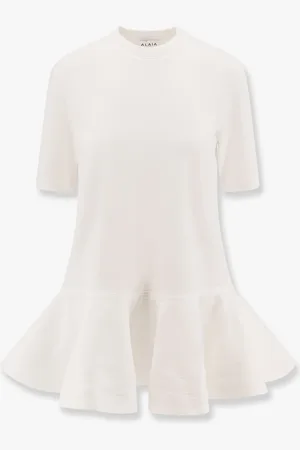 Alaïa T-shirt peplum in jersey di cotone - - gender_Woman