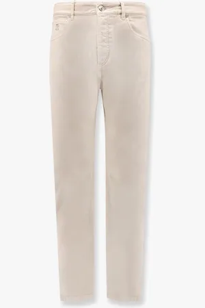 Brunello Cucinelli Pantalone in cotone con logo ricamato - - gender_Man