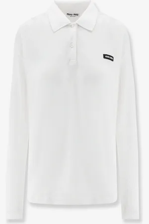 Miu Miu Polo in jersey di cotone con patch logo - - gender_Woman
