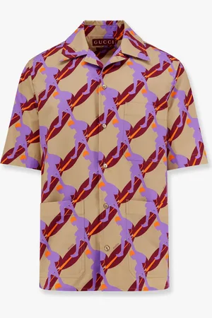 Gucci Camicia bowling in popeline di cotone con stampa surfista all-over - - gender_Man