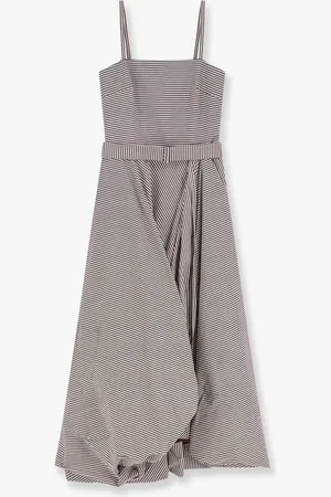 Brunello Cucinelli Vestito lungo in cotone a righe con ampio pannello - - gender_Woman