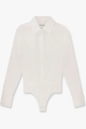 Max Mara Camicia body angora 1234 in cotone stretch con ricamo logo - - gender_Woman