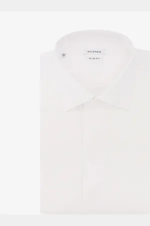 NUGNES 1920 Camicia slim fit in cotone con plastron - - gender_Man