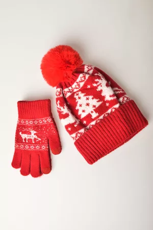 Nuna Lie Set cappello e guanti fantasia natalizia