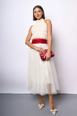 Nuna Lie Gonna midi in tulle con paillettes