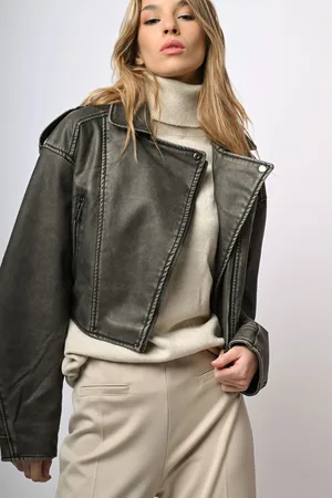 Nuna Lie Giacca in similpelle effetto vintage