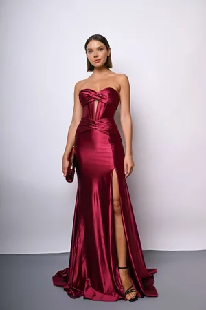 Nuna Lie Abito da sera in raso a bustier