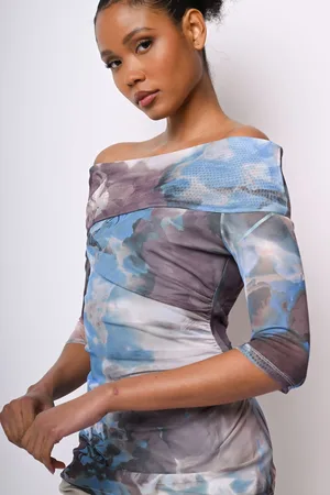 Nuna Lie Top in tulle a stampa floreale astratta