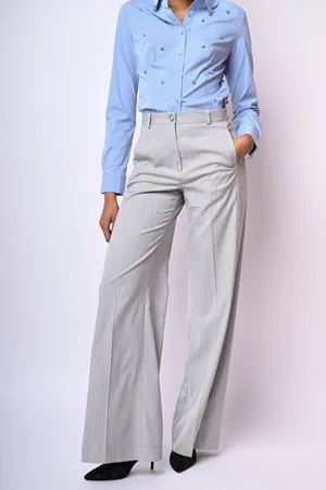 Nuna Lie Pantaloni palazzo in gessato lurex