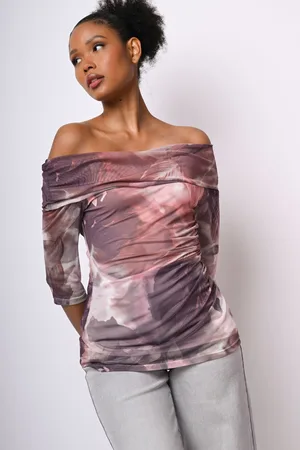 Nuna Lie Top in tulle a stampa floreale astratta