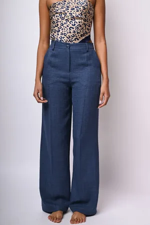 Nuna Lie Pantalone palazzo in tessuto fiammato