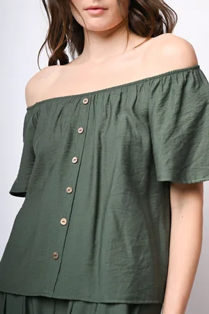 Nuna Lie Top a spalle scoperte con bottoni