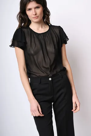 Nuna Lie Top in tulle con maniche a balze